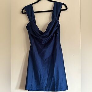 Beginning Boutique Navy Off the Shoulder Mini Dress